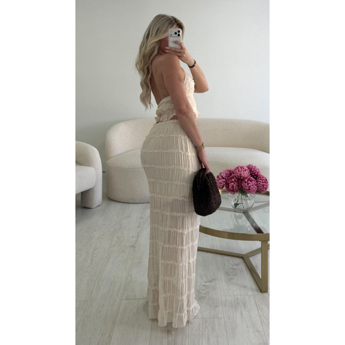 Ensemble jupe longue texturé creamy