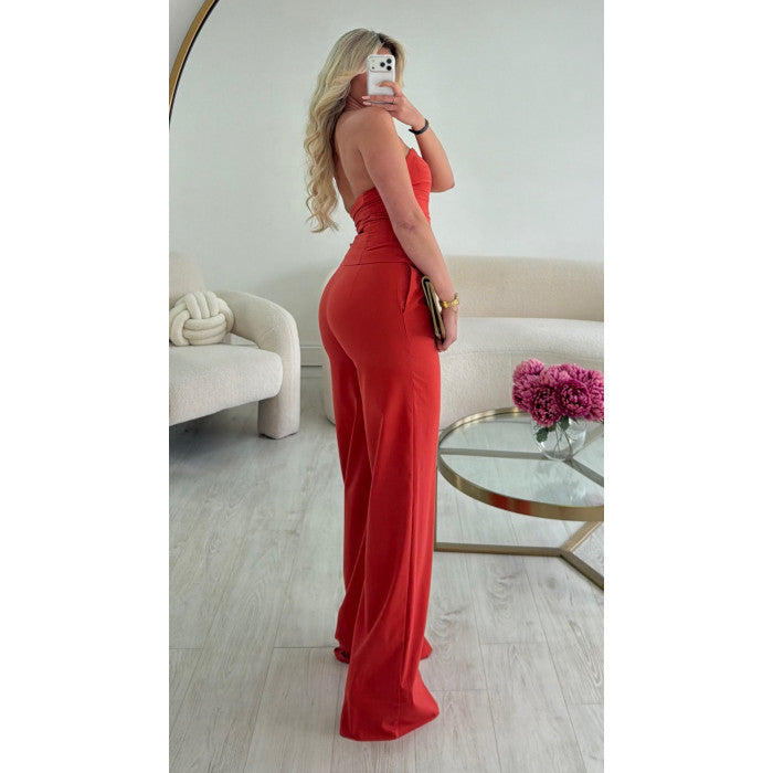 Ensemble pantalon lin extra extra long corail