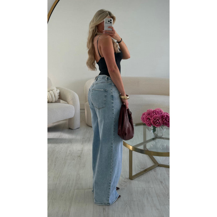 Jeans baggy extra long bleu clair