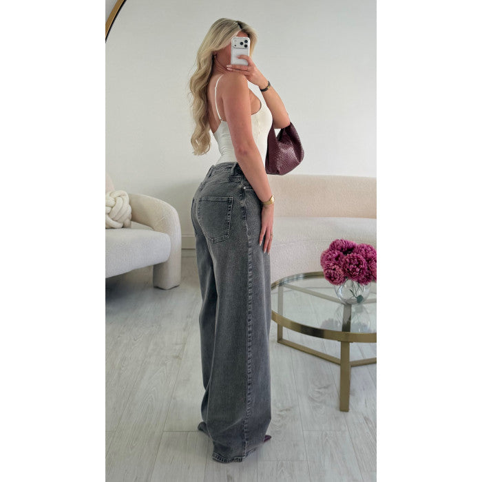 Jeans baggy extra long gris