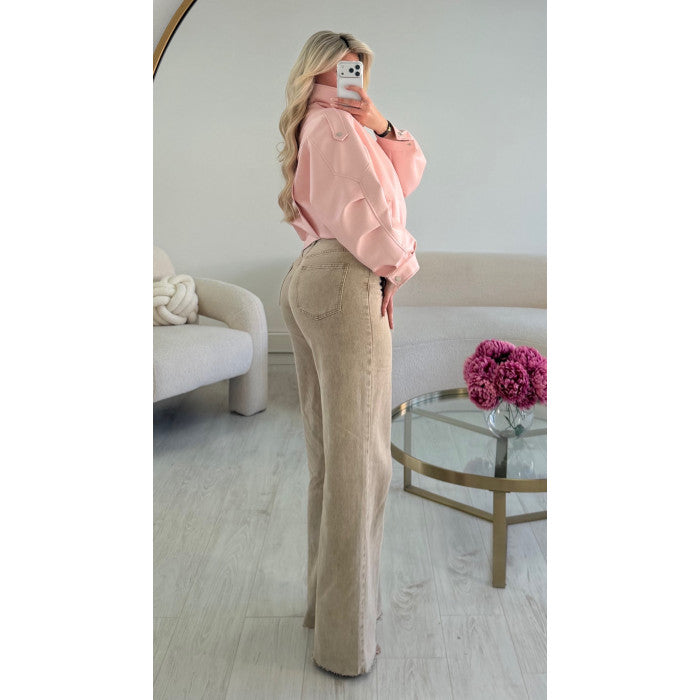Jeans extra long taupe chiné