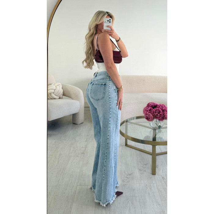 Jeans gaufré bleu clair