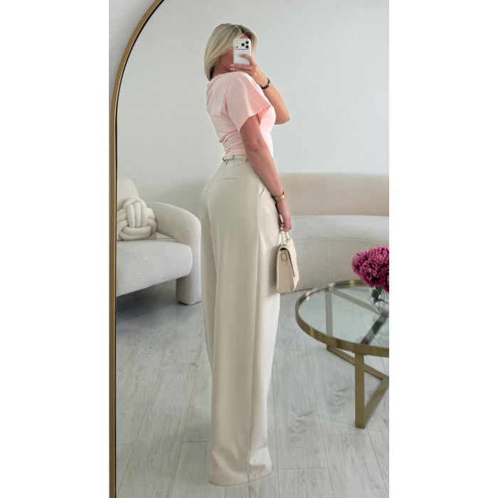 Pantalon barrel extra extra long creamy