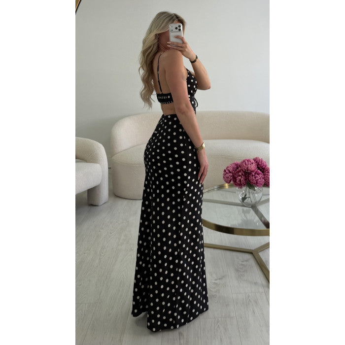Robe longue pois noire