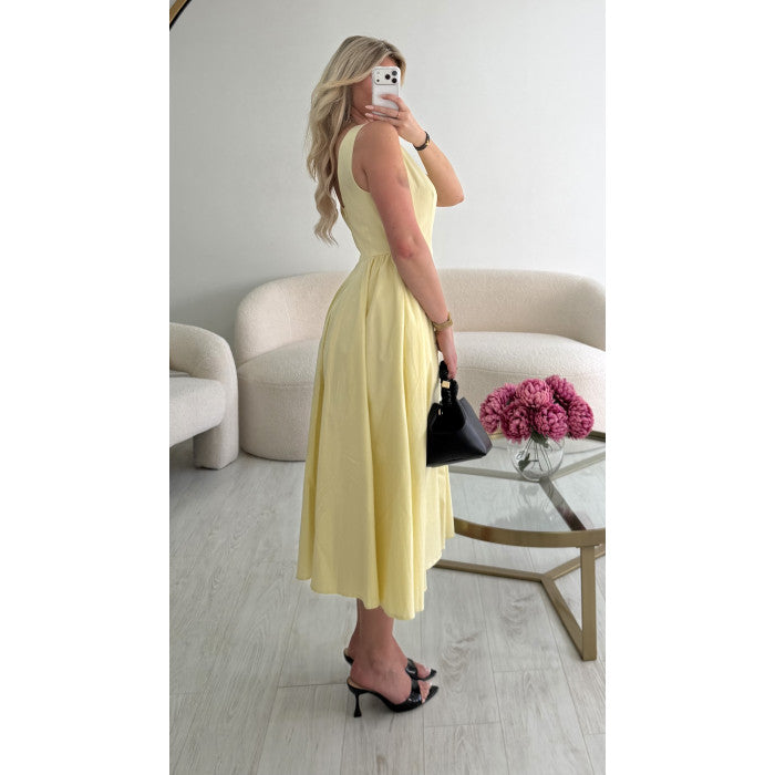 Robe midi coton jaune