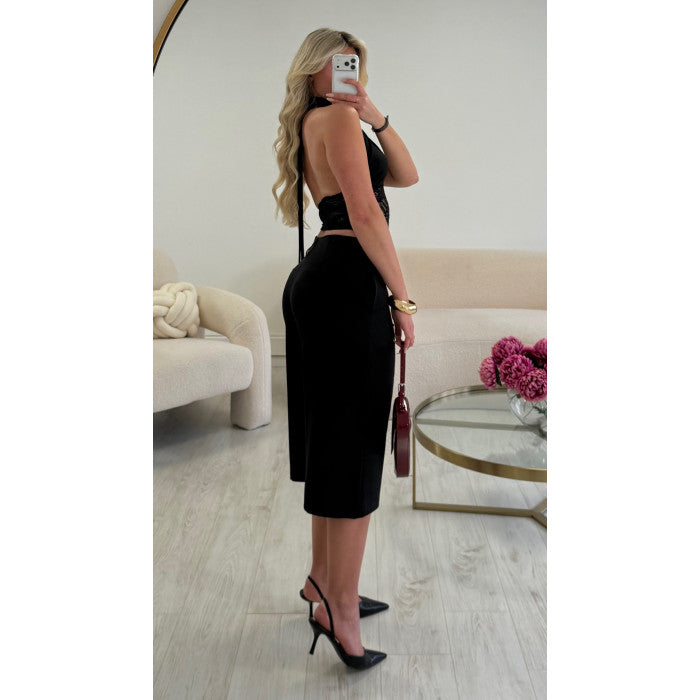 Top dentelle noir col
